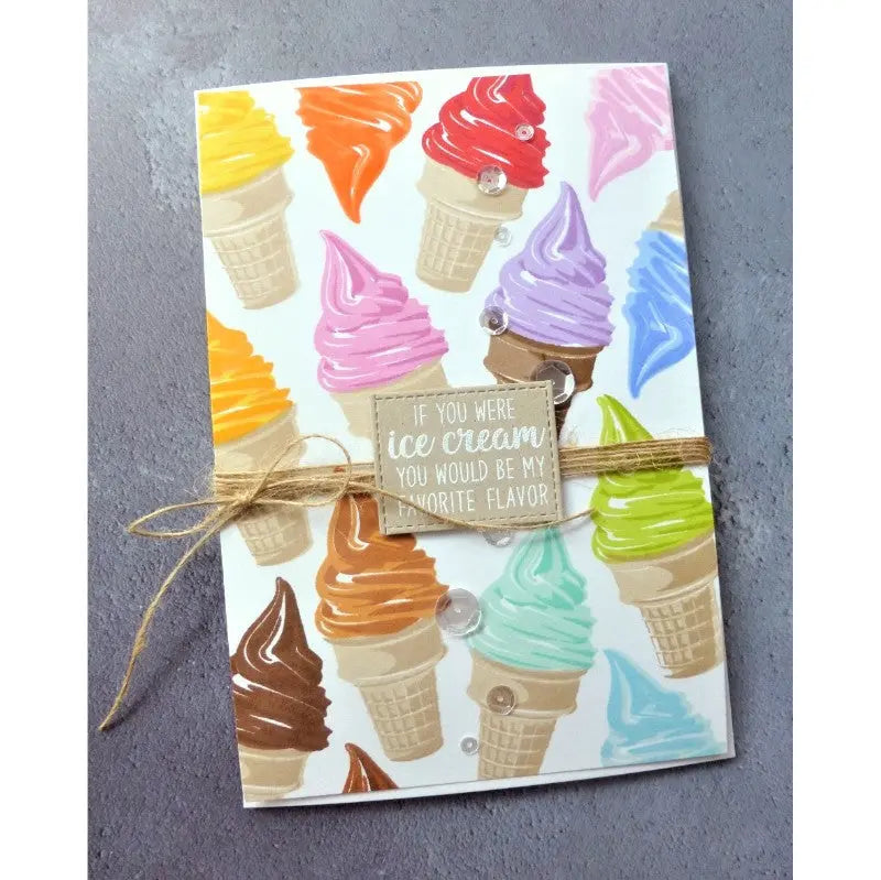 Sunny Studio Stamps Two Scoop Ice Cream Rainbow Background Card