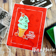 Sunny Studio Stamps Chocolate Mint Ice Cream with Cherry Card by Nina Marie Trapani