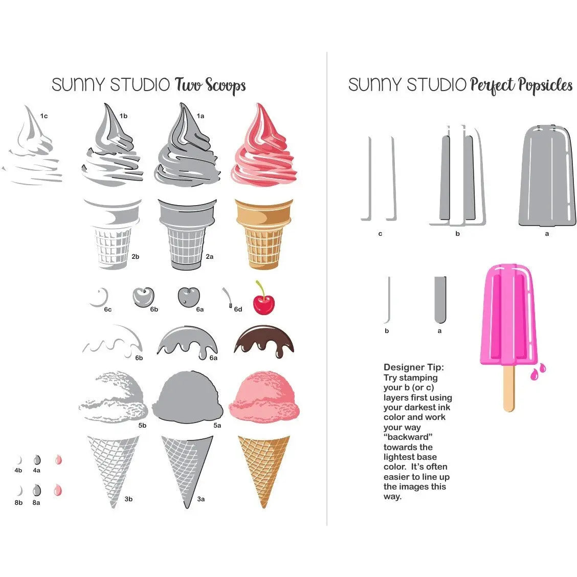 Sunny Studio Stamps Two Scoops & Perfect Popsicle Printable Layering Alignment Guide