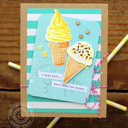 Sunny Studio Stamps Aqua Striped Two Scoops Ice Cream Birthday Card