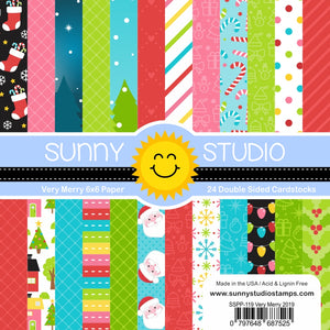 Sunny Studio Stamps Very Merry Christmas Holiday 6x6 Patterned Paper Pack