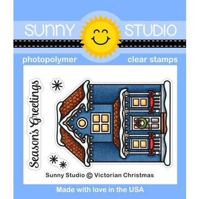 Sunny Studio Stamps Victorian Christmas Holiday Winter House Home Mini  2x3 Clear Photopolymer Stamp Set