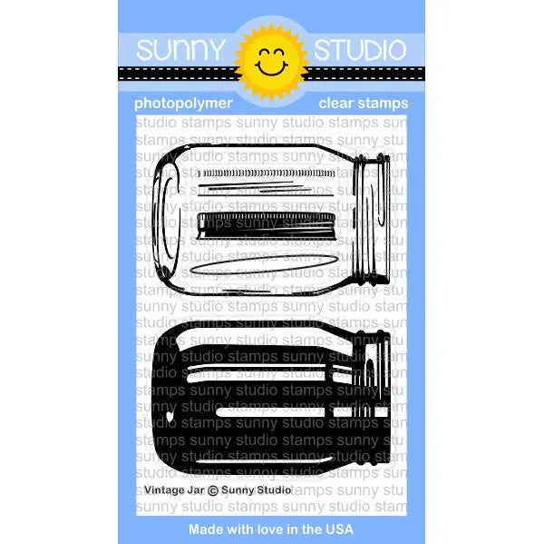 Sunny Studio Vintage Jar 3x4 Photopolymer Clear Stamp set  SSCL-154