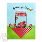 Sunny Studio Stamps Spring Greetings Vintage Jar Strawberry Shaker Card
