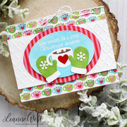 Sunny Studio Stamps Mittens & Hot Cocoa Christmas Card using Holiday Cheer 6x6 Patterned Paper