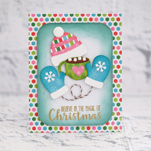 Sunny Studio Stamps Hat, Mittens & Hot Chocolate Holiday Christmas Card (using Warm & Cozy Dies)