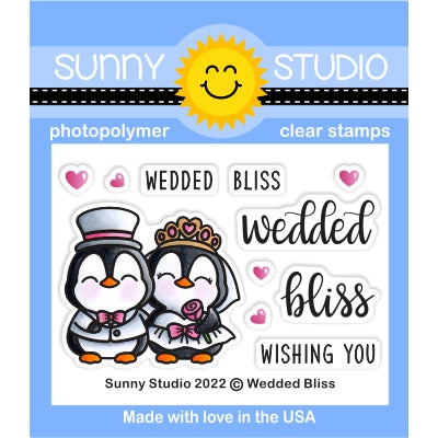 Sunny Studio Wedded Bliss 2x3 Penguin Bride & Groom Wedding Couple Photopolymer Clear Stamp