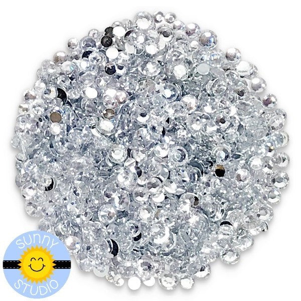 Sunny Studio Stamps White Diamond Clear Faux Jewels Rhinestones Crystals Gems- 3mm, 4mm & 5mm
