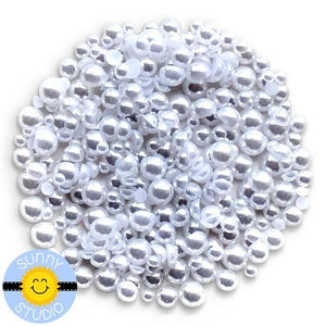 Sunny Studio Stamps 3mm, 4mm, 5mm & 6mm White Faux Pearls Embellishment assortment for card making, paper crafts and scrapbooking