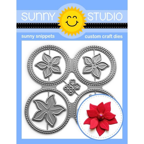 Sunny Studio Stamps Window Quad Circle Metal Cutting Dies with Layered Mini Poinsettia Flower