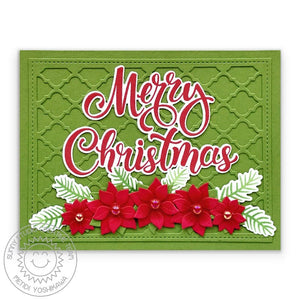 Sunny Studio Stamps Traditional Red & Green Poinsettia Classic Formal Christmas Card (using Basic Mini Shape Dies 4)
