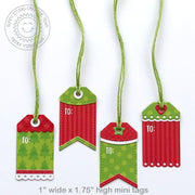 Sunny Studio Stamps Mini Red & Green Stitched and Scalloped Holiday Gift Tags (using Window Quad Square Metal Cutting Dies)