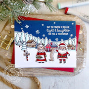 Sunny Studio Santa & Mrs. Claus at North Pole Handmade Holiday Card (using Winter Scenes 4x6 Clear Stamps)