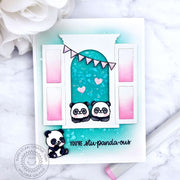 Sunny Studio Stamps You're Stu-panda-ous Panda Bears Looking Out Window Punny Card (using Wonderful Windows Dies)
