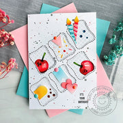 Sunny Studio Stamps Diagonal Stitched Rectangle Frames Candles Birthday Card (using Wonky Windows Metal Cutting Dies)
