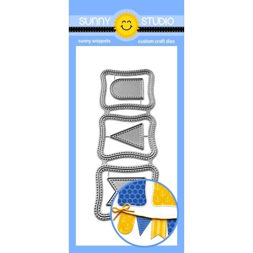 Sunny Studio Stamps Wonky Windows Stitched Banners Metal Cutting Dies Set