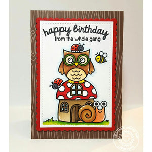 Sunny Studio Stamps Backyard Bugs Owl, Snail, Ladybug & Bumblebee Birthday Card