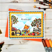 Sunny Studio Stamps Woodsy Autumn Fox, Raccoon & Hedgehug Hi Cutie Pie! Fall Card