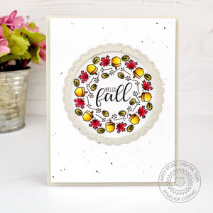 Sunny Studio Stamps Happy Fall Leave Wreath Card using Woodsy Autumn Stamps