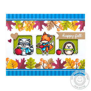 Sunny Studio Stamps Woodsy Autumn Happy Fall Fox, Hedgehog & Raccoon Window Card