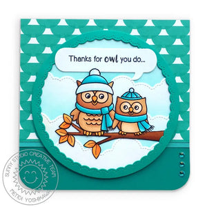 Sunny Studio Thanks for Owl You Do Handmade Card (using Happy Owl-o-ween, Woo Hoo & Woodsy Autumn Stamps)