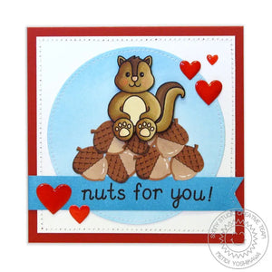 Sunny Studio Stamps Nuts For You Squirrel with Acorns Love Themed Valentine's Day Card (using Stitched Heart Metal Cutting Dies)