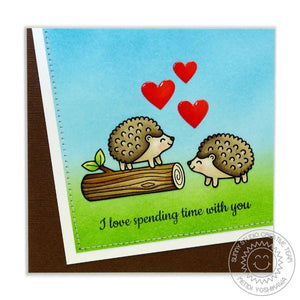 Sunny Studio Stamps I Love Spending Time With You Hedgehog Love Themed Card (using Stitched Heart Metal Cutting Dies)