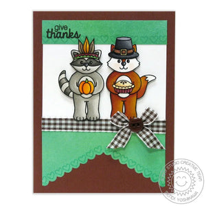 Sunny Studio Stamps Woodsy Creatures Give Thanks Pilgrim & Indian Thanksgiving Card