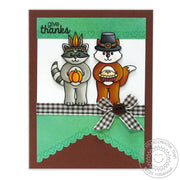 Sunny Studio Stamps Give Thanks Pilgrim & Native American Scalloped Thanksgiving Card using Fishtail Banner II Craft Dies