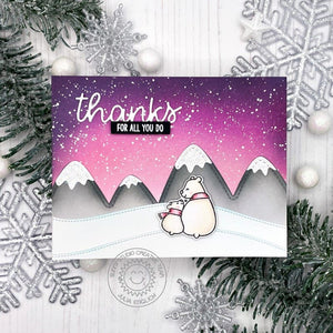 Sunny Studio Thanks For All You Do Polar Bears Winter Card (using Bear Hugs 4x6 Clear Stamps)
