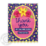 Sunny Studio Stamps Blue Floral Flower Cable Knit Sweater Thank You Card (using Stitched Oval 2 Metal Cutting Dies)