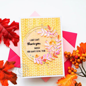 Sunny Studio Stamps I Just Can't Thank You Enough For Always Being There Fall Leaves Card using Winter Greenery Cutting Dies