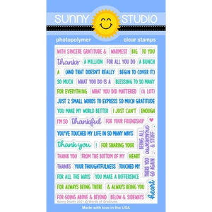 Sunny Studio Words of Gratitude 4x6 Thank You Sentiments Greetings Clear Photopolymer Stamp Set