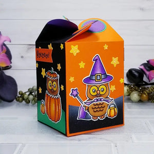 Sunny Studio Stamps Happy Owl-o-ween Halloween Owl Treat Gift Box (using Wrap Around Box cutting dies)