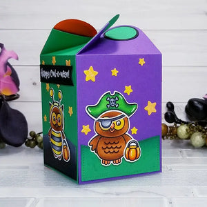 Sunny Studio Stamps Happy Owl-o-ween Halloween Owl Treat Gift Box by Ana Anderson (using Wrap Around Box cutting dies)