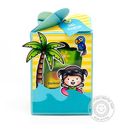 Sunny Studio Wrap Around Beach Themed Treat Box with Window (using Girl in Inner tube from Coastal Cuties Stamp set) 