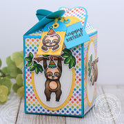 Sunny Studio Stamps Silly Sloths Birthday Gift Treat Box (featuring Surprise Party 6x6 Paper)