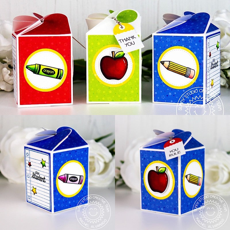 Sunny Studio Stamps School Themed Treat Gift Boxes for Teachers and Students (using Wrap Around Box Dies)