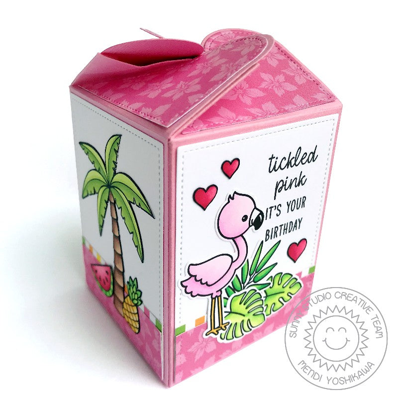 Sunny Studio Stamps Flamingo Gift Box (using Summer Splash 6x6 Paper)