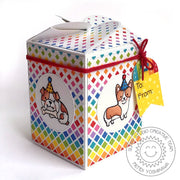 Sunny Studio Stamps Wrap Around Gift Box using Party Pups Stamps & Surprise Party 6x6 Paper