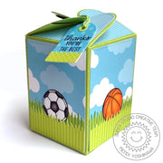Sunny Studio Stamps Team Player Basketball & Soccer Thank You Gift Box (using Wrap Around Box dies)