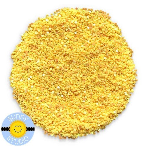 Sunny Studio Stamps Loose Iridescent Yellow Glitter Dust perfect for embellishing paper crafting projects or shaker cards
