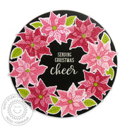 Sunny Studio Stamps Festive Greetings Sending Christmas Cheer Poinsettia Circular Christmas Card.