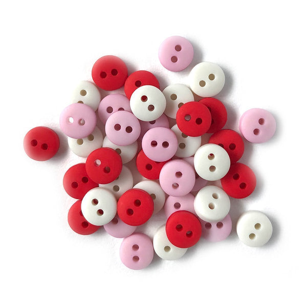 Sunny Studio Stamps: Buttons Galore Sweetheart Tiny 1/4" Mini Matte Buttons in Red, Pink & White 35-count