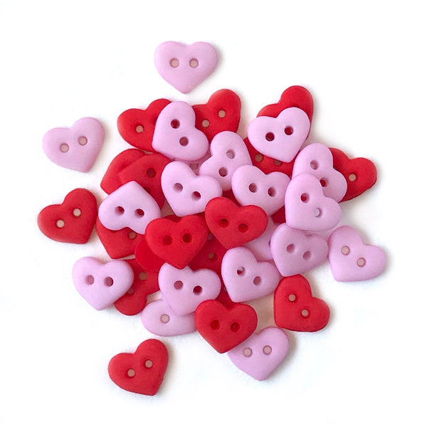 Sunny Studio Stamps: Buttons Galore Valentine Hearts Pink & Red Tiny Mini Heart Shaped Buttons 35-piece Embellishments